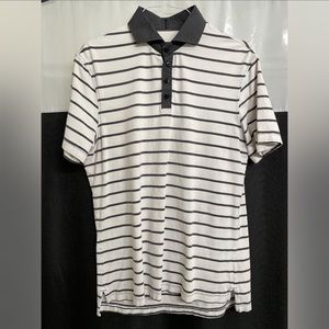 LULULEMON White/Black Striped Men’s Polo